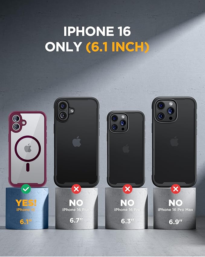 Miracase for iPhone 16 Case 6.1'', [Bubble Free] Full-Body Bumper Phone case with Built-in Full Glass Screen &Lens Protector,No Gap,Compatible with MagSafe,Drop Proof 16 Cover, Plum