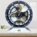 The Gears Clock Desk Clock 10 inches with Real Moving Gears Convertible into Wall Clock (White Farmhouse)