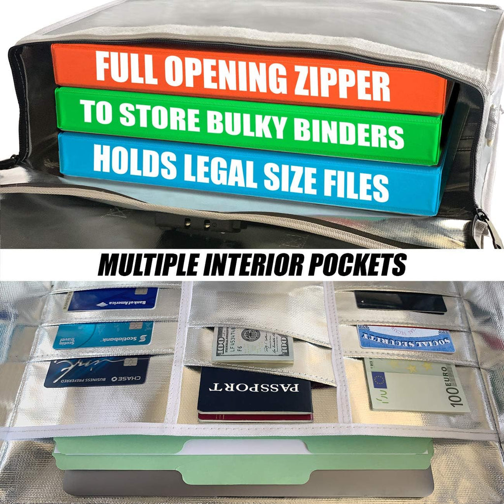 Fireproof and Waterproof Document Bag XXL 17.5x13x5 with TSA Lock, Fits A3 and Oversized Legal Files, High-Viz Design, Lock Box for Travel and Documents, Developed by USA Engineers and Firefighters