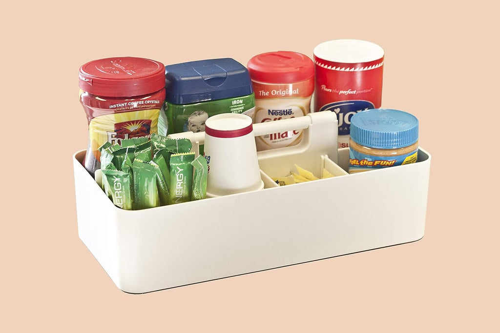 -Large Portable Caddy, DIY Dividers, 8 Compartments, School Office Supplies Home Business Organizer,Portable Basket with Handle Storage Organizer Modern Made in USA (10 PACK, Ivory)