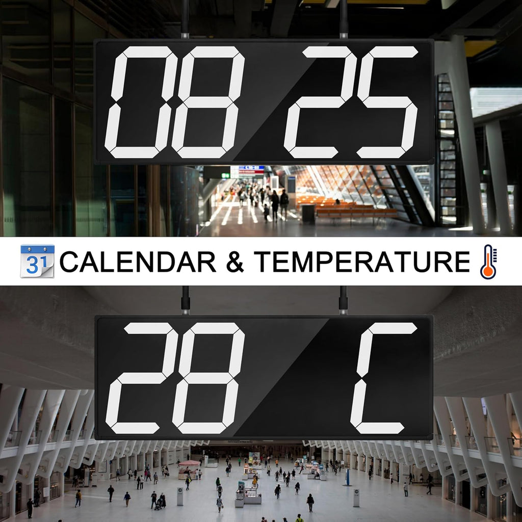 Digital Wall Clock with Double Sided Display, Large Digital Clock with Timer,Alarm,Temperature and Date,Two Faced Hanging Digital Clock Large Display for Multiple Public Places(White)