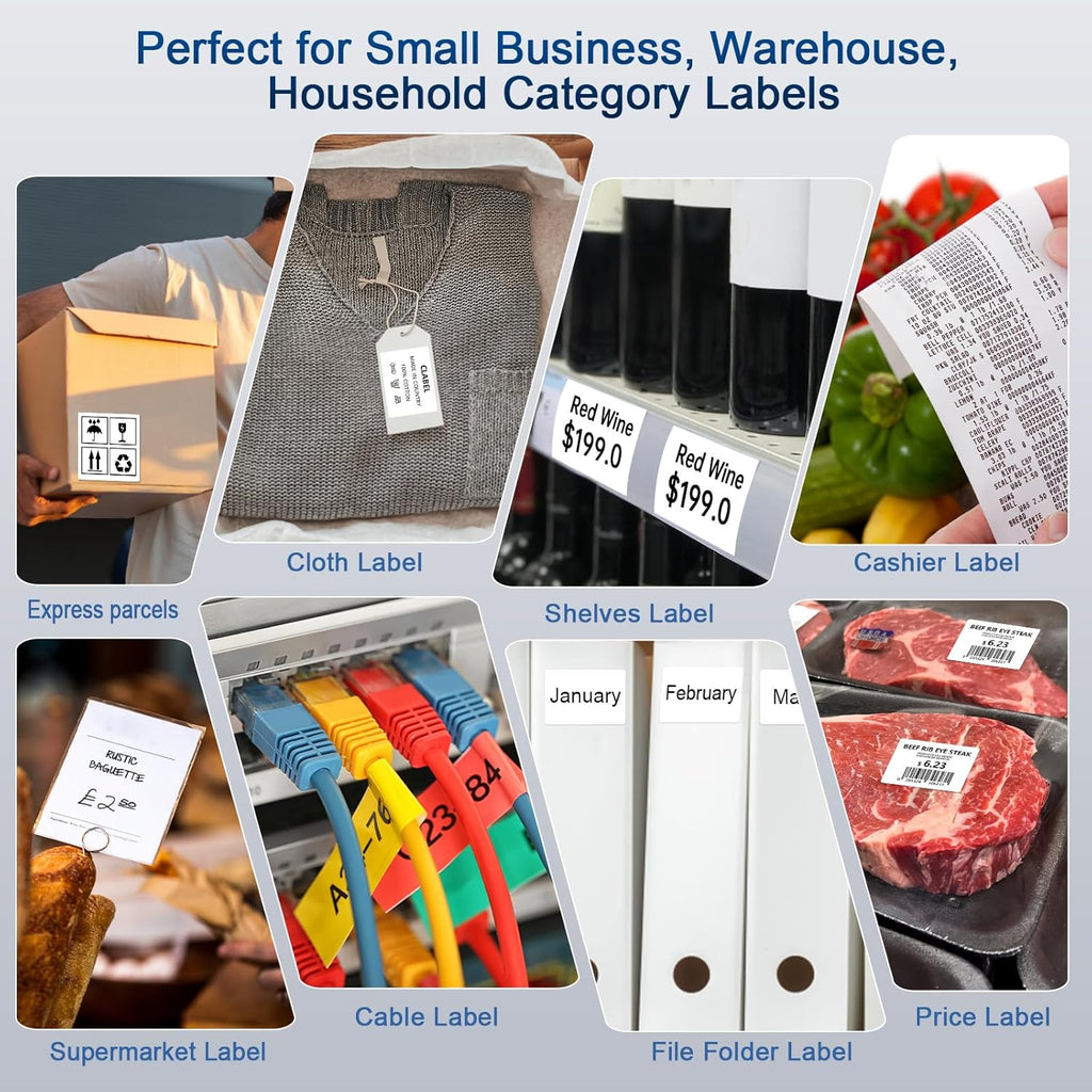 CLABEL Desk Bluetooth Barcode Label Printer: Label Maker with Direct Thermal Printing, 2 Inch Print Width for Barcodes Address Shipping Warehouse with 1 Roll 40x30mm Label (3 Inch Soot)