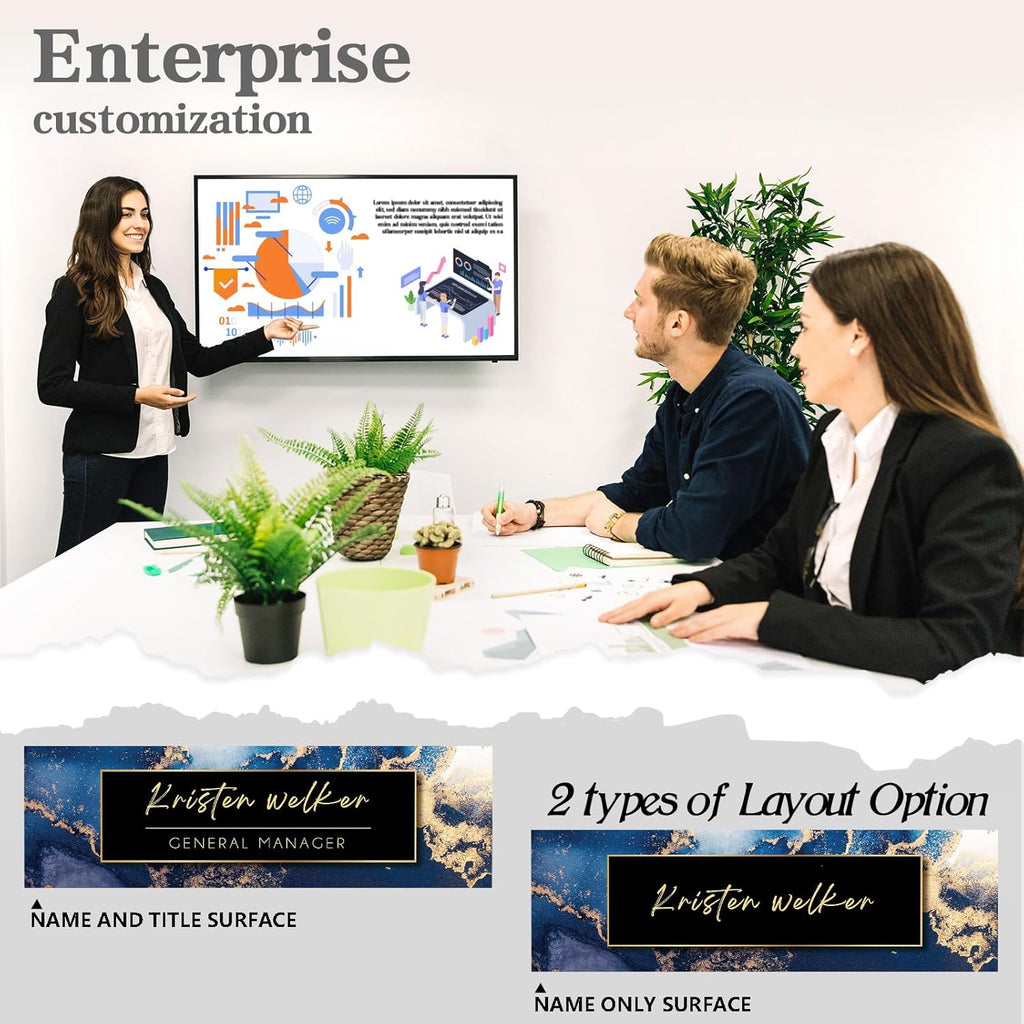 Personalized Name Plate for Desk - Custom Engraved Name Plates for Man - Boss Day Gifts for Boss - Acrylic Office Decor Appreciation Gifts for Teacher Nurse Coworker Social Worker (Ocean Blue)