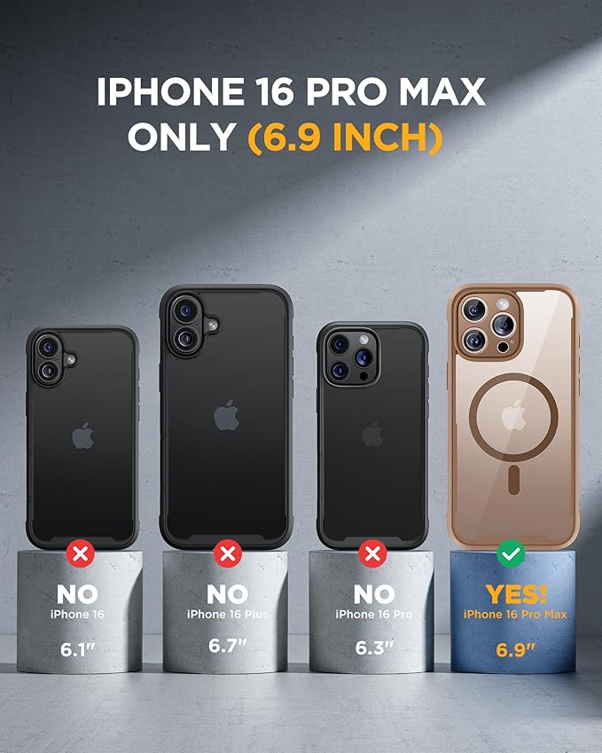 Miracase Magnetic for iPhone 16 Pro Max Case 6.9'' [Compatible with MagSafe] Full-Body Phone case with Built-in Glass Screen Protector& Camera Protector,Drop Proof 16 Pro Max Cover,Desert Brown