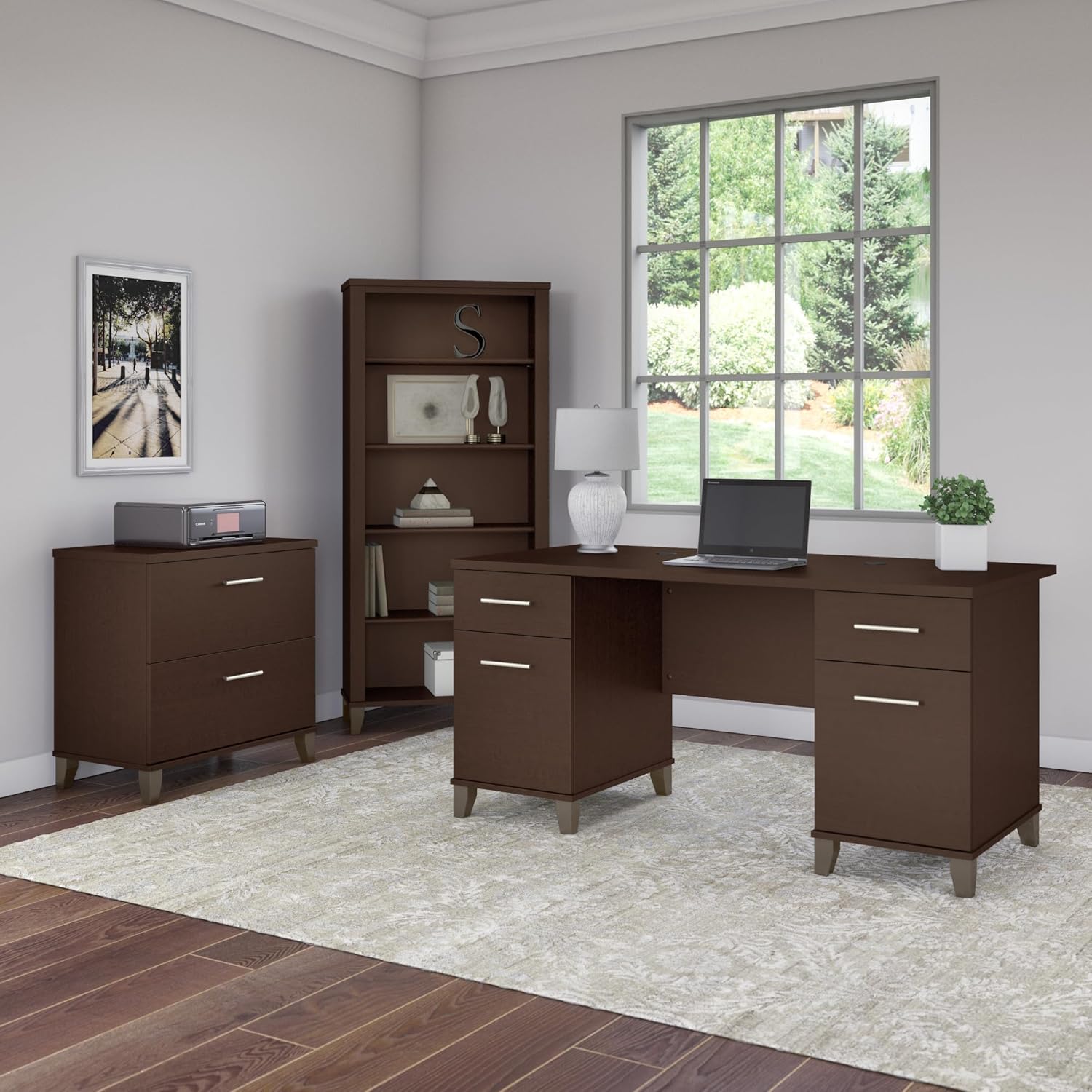 Bush Furniture Somerset 2 Drawer Lateral File Cabinet in Mocha Cherry