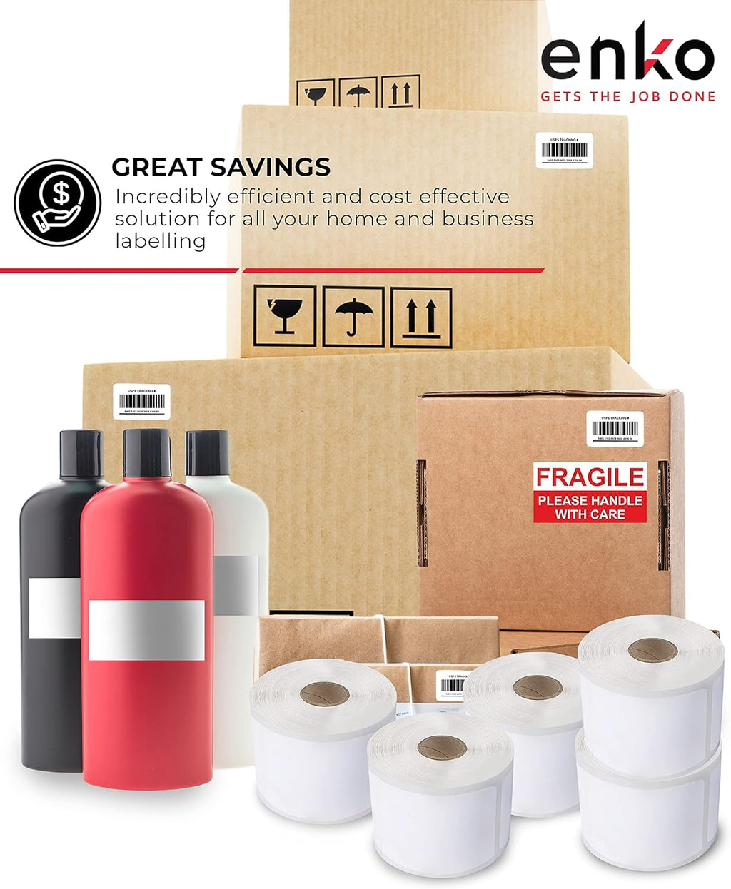 enKo (6 Rolls / 6000 Labels) 30334 Dymo Compatible Multipurpose Barcode (1-1/4" x 2-1/4")