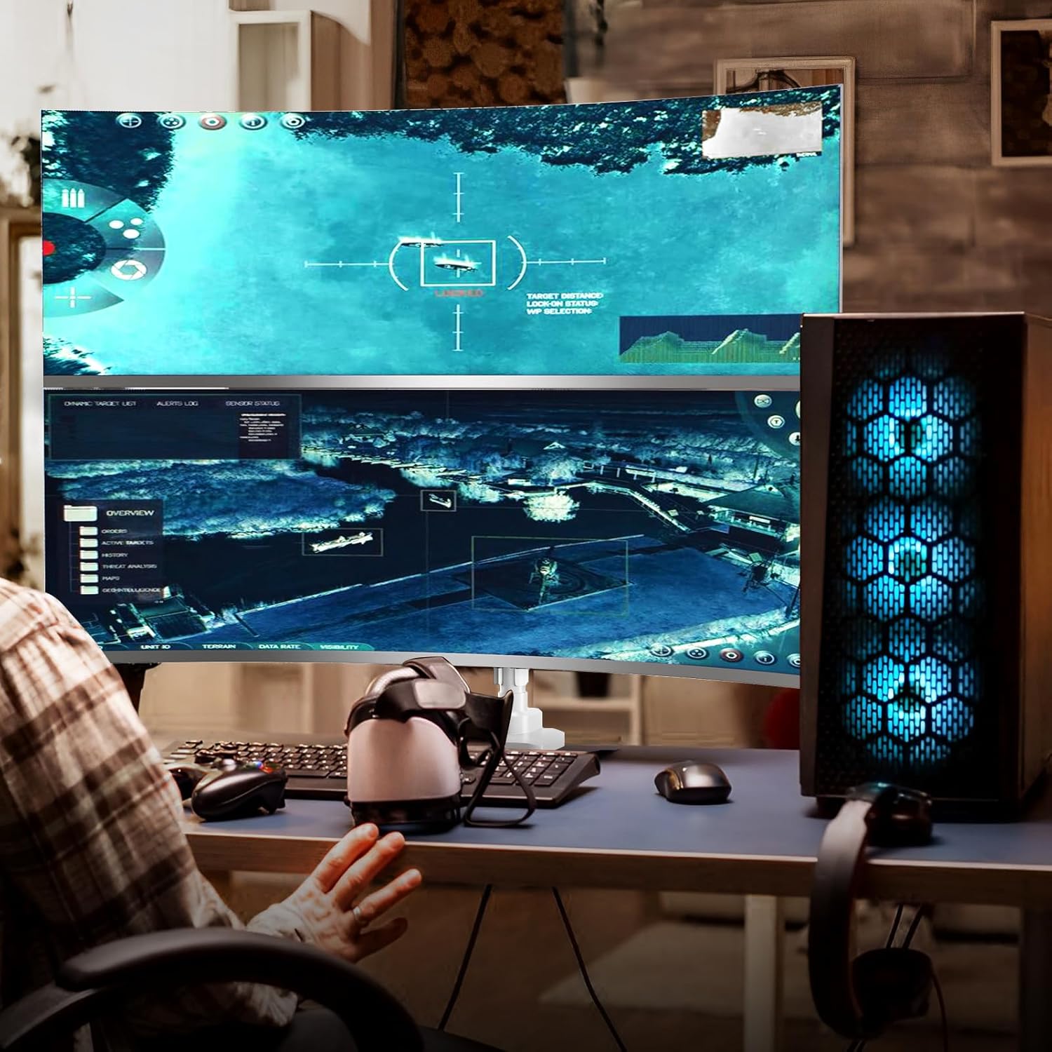 PUTORSEN 17-49”Premium Aluminum Heavy Duty Dual Monitor Arm for Ultrawide Screens up to 44lbs, Vertical Stacked Dual Monitor Desk Mount, Full Motion Dual Vertical Monitor Mount, VESA 75/100, White