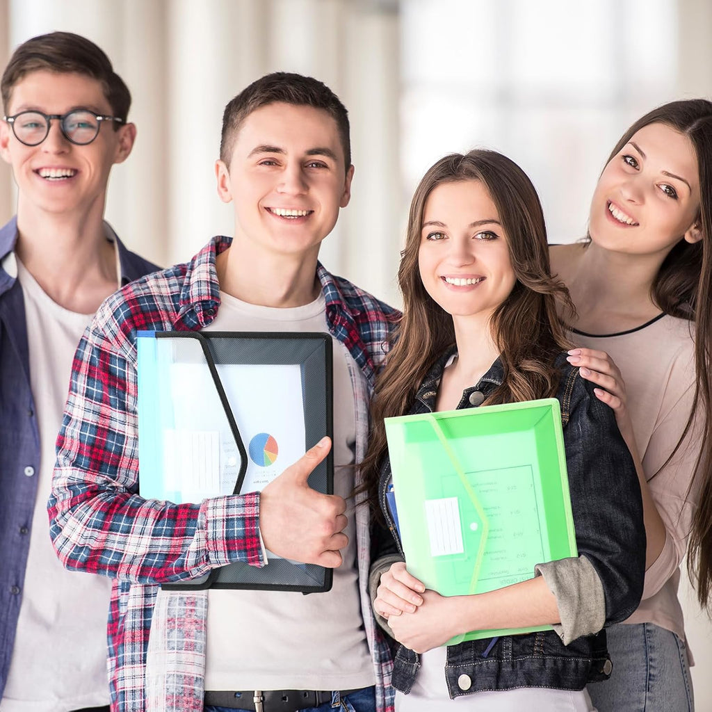 Epakh 3 Pack B4 Plastic Expanding File Folders Wallet for School Classroom Envelope File Folder Document Organizer Colorful Receipt Organizer with Snap Closure for Office (White Green Blue)