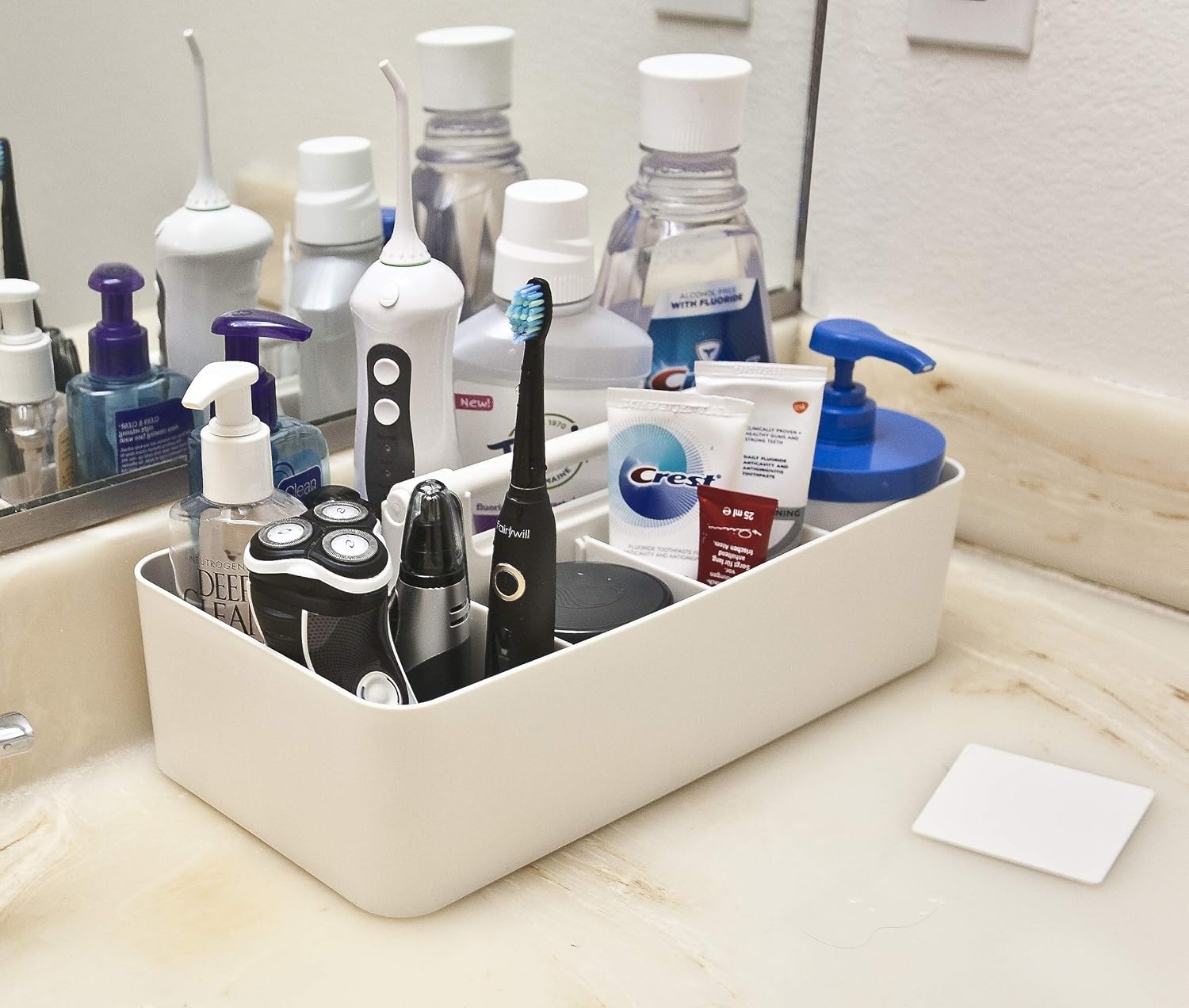 -Large Portable Caddy, DIY Dividers, 8 Compartments, School Office Supplies Home Business Organizer,Portable Basket with Handle Storage Organizer Modern Made in USA (4 PACK, Ivory)