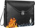 Fireproof Document Bag with Lock, 6400℉ Large Fire proof Money Bag (16.5"x12.2") for Cash Documents Organizer Safe, 12-Layers Waterproof Zipper Holder Protects Passport, Important Documents, Valuables