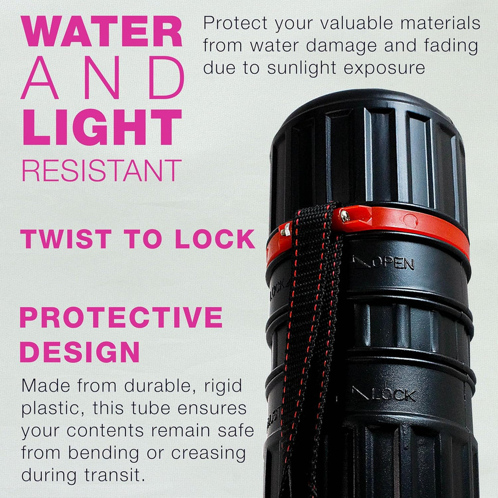 U.S. Art Supply Poster Tube - Telescoping Adjustable 25" to 42" - Durable 3-1/4" Diameter Storage Tube - Art Poster Carrier Holder & Blueprint Storage Drafting Tube Travel & Protection