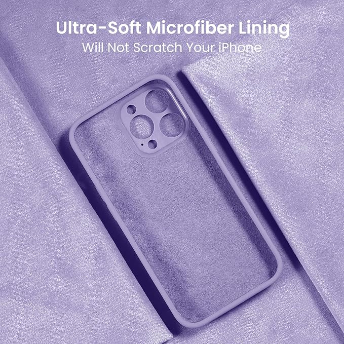 FireNova Designed for iPhone 15 Pro Case, Silicone Upgraded [Camera Protection] Phone Case with [2 Screen Protectors], Soft Anti-Scratch Microfiber Lining Inside, 6.1 inch, Clove Purple