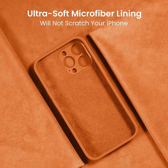 FireNova Designed for iPhone 15 Pro Case, Silicone Upgraded [Camera Protection] Phone Case with [2 Screen Protectors], Soft Anti-Scratch Microfiber Lining Inside, 6.1 inch, Kumquat