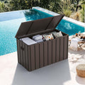 PURPLE LEAF Outdoor Deck Box 120 Gallon Waterproof Lockable Storage Box Container with Lid Deck Organization for Patio Cushions Side Table Pool Accessories Garden Tools, Brown
