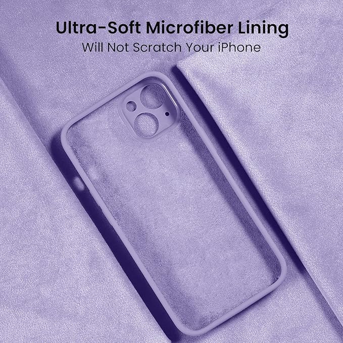 FireNova Designed for iPhone 14 Case, Silicone Upgraded [Camera Protection] Phone Case with [2 Screen Protectors], Soft Anti-Scratch Microfiber Lining Inside, 6.1 inch, Clove Purple