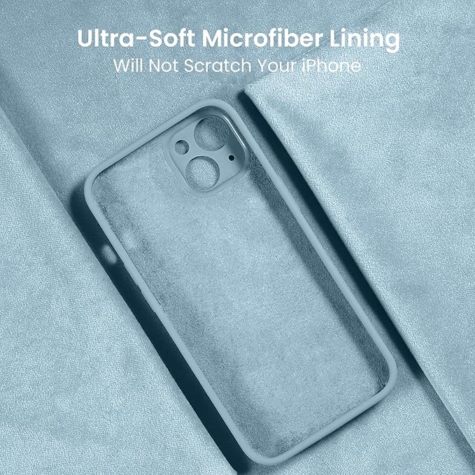 FireNova Designed for iPhone 13 Case, Silicone Upgraded [Camera Protection] Phone Case with [2 Screen Protectors], Soft Anti-Scratch Microfiber Lining Inside, 6.1 inch, Sky Blue