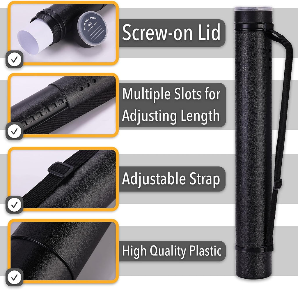 Mr. Pen- Poster Tube, 2 Pack, Black and Green, Extendable Poster Tube with Strap, Poster Carrying Case, Telescoping Tube, Art & Poster Transport Tubes, Poster Tubes for Storage, Poster Holder Tube