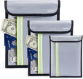 Fireproof Document Bag 3 Pack (15"x11", 13"x10", 10"x8") – Fireproof & Waterproof Money Bags with Zipper & Reflective Strip | Document Holder for Cash, Passports, Birth & Marriage Certificates