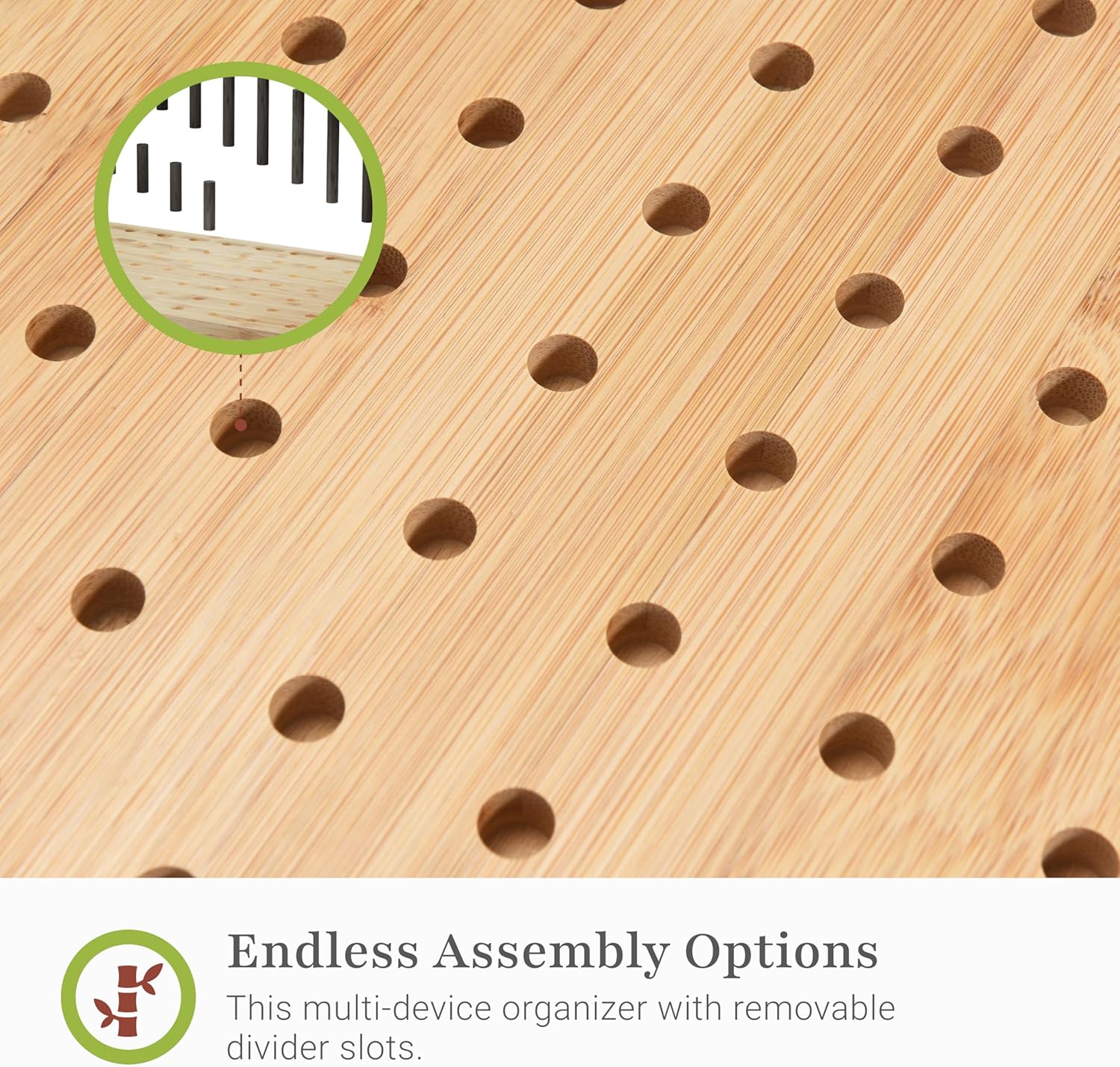 Prosumer's Choice Bamboo Charging Station - Multi Charger Station Organizer - Desk Docking Station for Phones, Tablets, Laptop - Wooden Charging Station with Removable Dividers - Cables Not Included