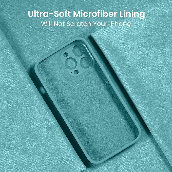 FireNova for iPhone 14 Pro Case, Silicone Upgraded [Camera Protection] Phone Case with [2 Screen Protectors], Soft Anti-Scratch Microfiber Lining Inside, 6.1 inch, Sea Blue