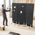 70.8" W x 63" H Freestanding Partition Room Dividers, Acoustic Panels with Wheels, 3 Soundproof Privacy Panels for Office, Reception Room, School, Hospital, Dark Grey